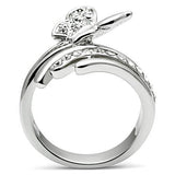 Alamode Rhodium Brass Ring with Top Grade Crystal in Clear - Alamode