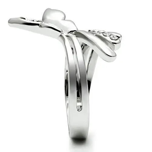 Alamode Rhodium Brass Ring with Top Grade Crystal in Clear - Alamode - Flyclothing LLC
