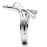 Alamode Rhodium Brass Ring with Top Grade Crystal in Clear - Alamode - Flyclothing LLC