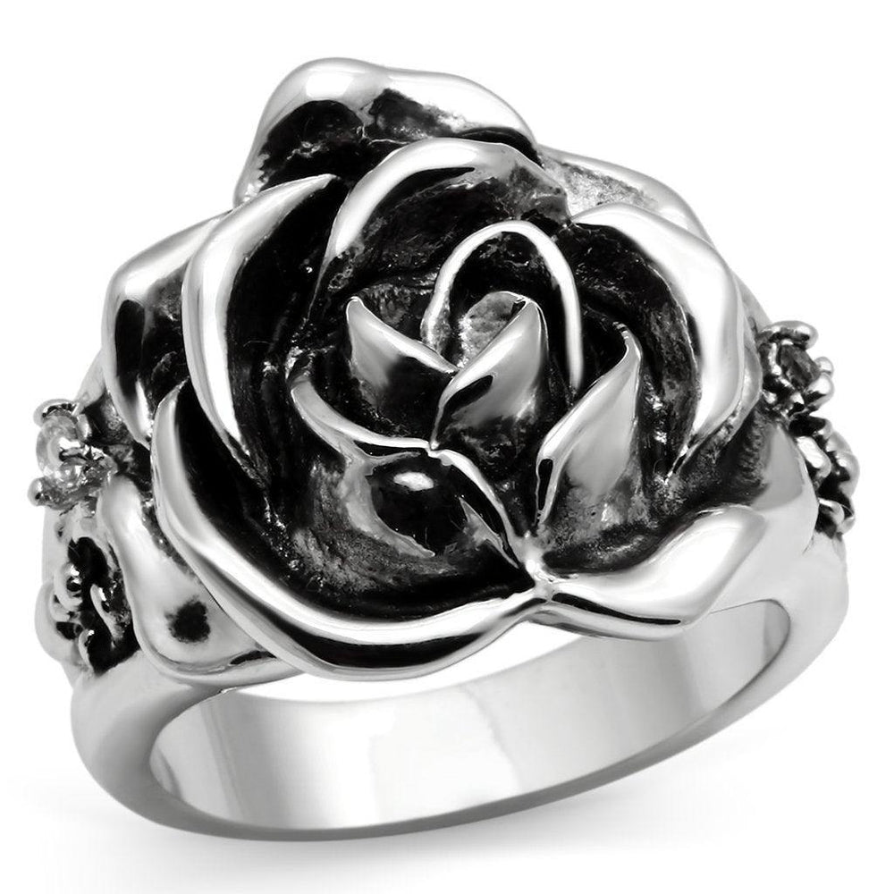 Alamode Rhodium Brass Ring with AAA Grade CZ in Clear - Alamode