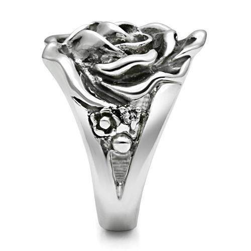 Alamode Rhodium Brass Ring with AAA Grade CZ in Clear - Alamode - Flyclothing LLC
