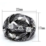 Alamode Rhodium Brass Ring with AAA Grade CZ in Clear - Alamode - Flyclothing LLC