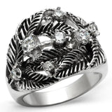 Alamode Rhodium Brass Ring with AAA Grade CZ in Clear - Alamode - Flyclothing LLC
