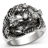 Alamode Rhodium Brass Ring with AAA Grade CZ in Clear - Alamode - Flyclothing LLC