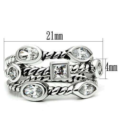 Alamode Rhodium Brass Ring with AAA Grade CZ in Clear - Alamode - Flyclothing LLC