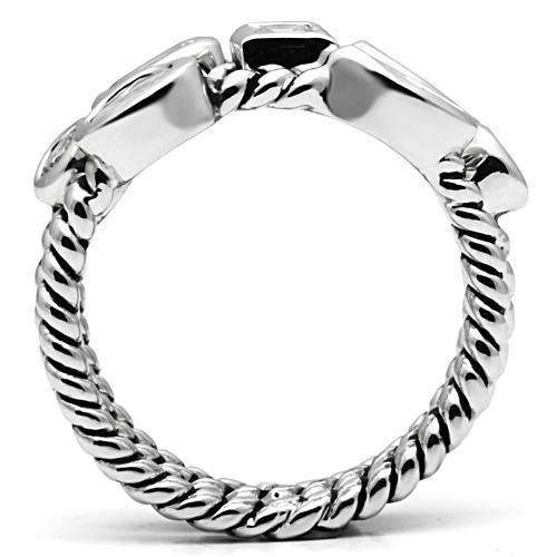 Alamode Rhodium Brass Ring with AAA Grade CZ in Clear - Alamode - Flyclothing LLC