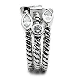 Alamode Rhodium Brass Ring with AAA Grade CZ in Clear - Alamode - Flyclothing LLC