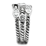 Alamode Rhodium Brass Ring with AAA Grade CZ in Clear - Alamode