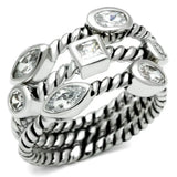 Alamode Rhodium Brass Ring with AAA Grade CZ in Clear - Alamode - Flyclothing LLC