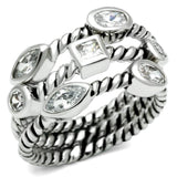 Alamode Rhodium Brass Ring with AAA Grade CZ in Clear - Alamode