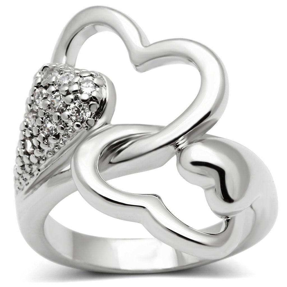Alamode Rhodium Brass Ring with AAA Grade CZ in Clear - Alamode - Flyclothing LLC