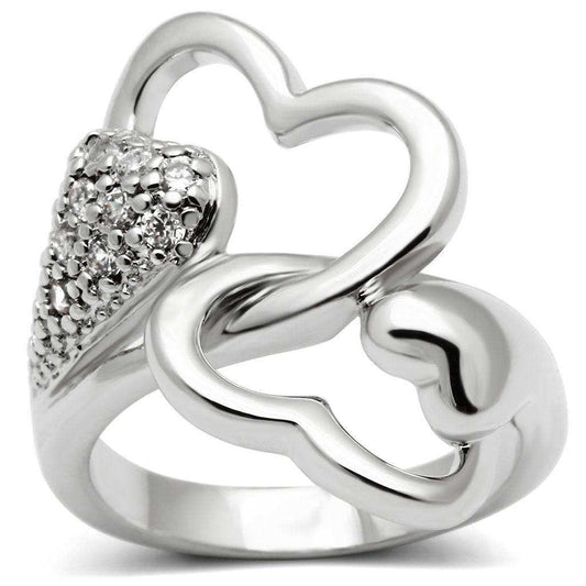 Alamode Rhodium Brass Ring with AAA Grade CZ in Clear - Alamode - Flyclothing LLC