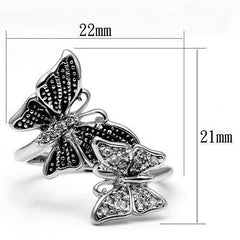 Alamode Rhodium Brass Ring with AAA Grade CZ in Clear - Alamode