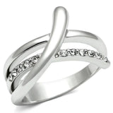 Alamode Rhodium Brass Ring with Top Grade Crystal in Clear - Alamode - Flyclothing LLC