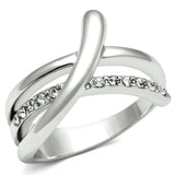 Alamode Rhodium Brass Ring with Top Grade Crystal in Clear - Alamode - Flyclothing LLC