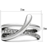 Alamode Rhodium Brass Ring with Top Grade Crystal in Clear - Alamode - Flyclothing LLC