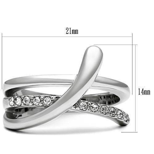 Alamode Rhodium Brass Ring with Top Grade Crystal in Clear - Alamode - Flyclothing LLC
