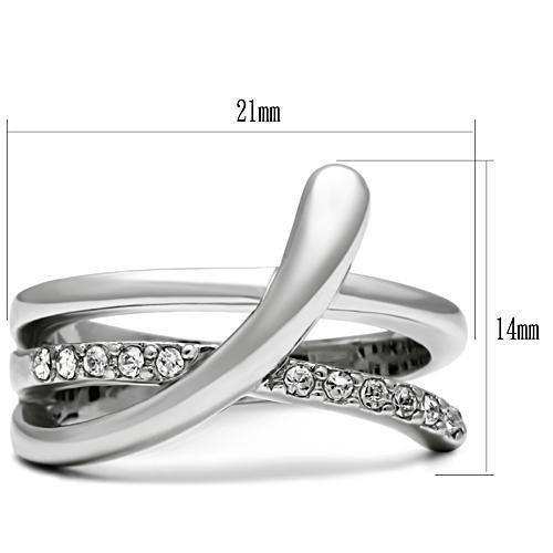 Alamode Rhodium Brass Ring with Top Grade Crystal in Clear - Alamode - Flyclothing LLC
