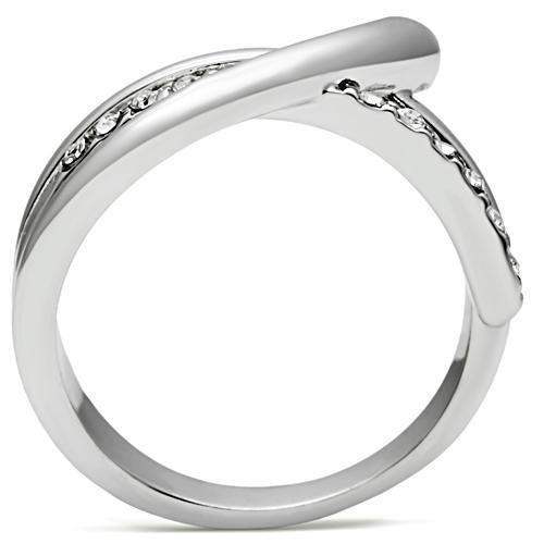 Alamode Rhodium Brass Ring with Top Grade Crystal in Clear - Alamode - Flyclothing LLC