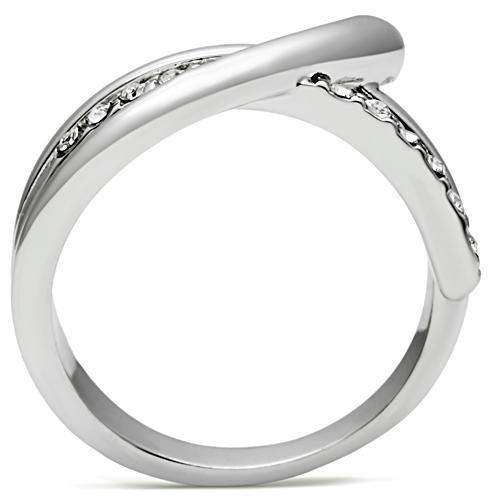 Alamode Rhodium Brass Ring with Top Grade Crystal in Clear - Alamode - Flyclothing LLC