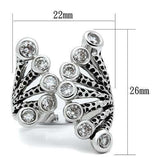 Alamode Rhodium Brass Ring with AAA Grade CZ in Clear - Alamode - Flyclothing LLC