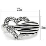 Alamode Rhodium Brass Ring with Top Grade Crystal in Clear - Alamode - Flyclothing LLC