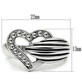 Alamode Rhodium Brass Ring with Top Grade Crystal in Clear - Alamode - Flyclothing LLC
