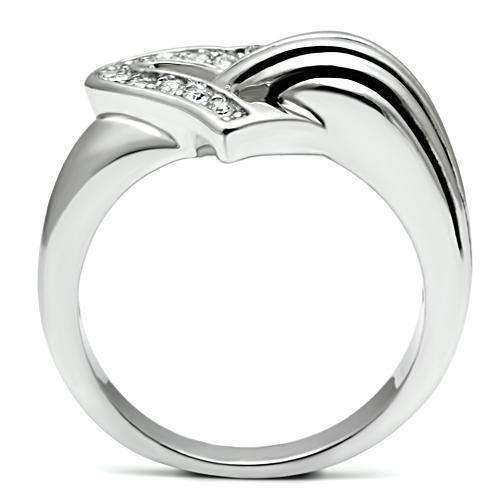 Alamode Rhodium Brass Ring with Top Grade Crystal in Clear - Alamode - Flyclothing LLC