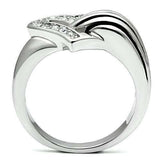 Alamode Rhodium Brass Ring with Top Grade Crystal in Clear - Alamode - Flyclothing LLC