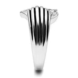 Alamode Rhodium Brass Ring with Top Grade Crystal in Clear - Alamode - Flyclothing LLC