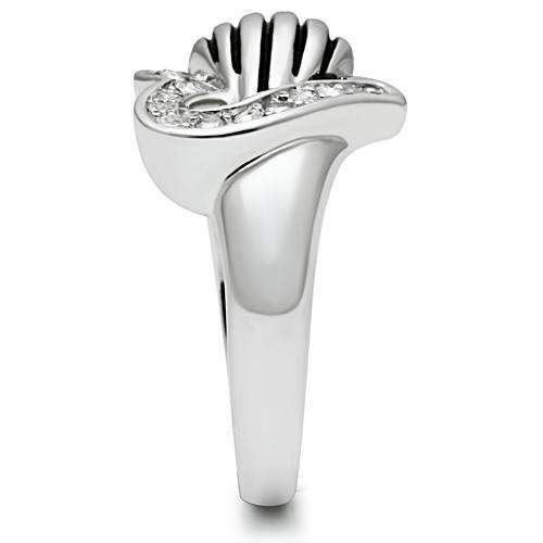 Alamode Rhodium Brass Ring with Top Grade Crystal in Clear - Alamode - Flyclothing LLC