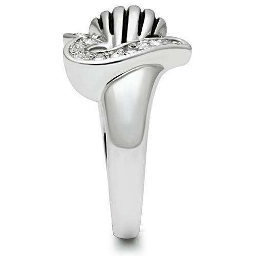 Alamode Rhodium Brass Ring with Top Grade Crystal in Clear - Alamode - Flyclothing LLC
