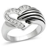Alamode Rhodium Brass Ring with Top Grade Crystal in Clear - Alamode - Flyclothing LLC