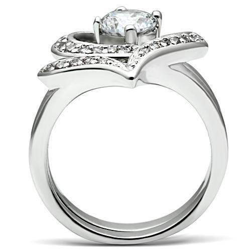 Alamode Rhodium Brass Ring with AAA Grade CZ in Clear - Alamode - Flyclothing LLC