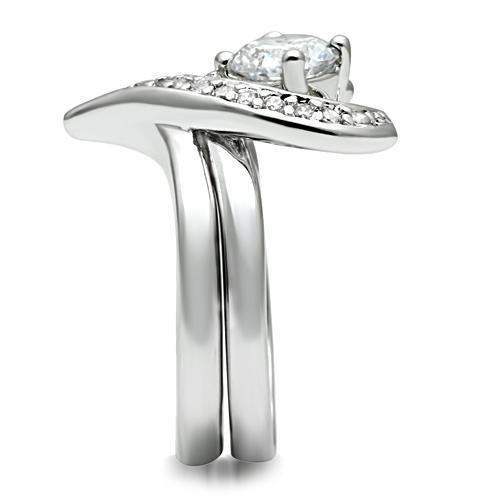 Alamode Rhodium Brass Ring with AAA Grade CZ in Clear - Alamode - Flyclothing LLC