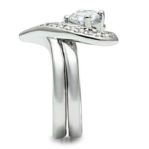 Alamode Rhodium Brass Ring with AAA Grade CZ in Clear - Alamode - Flyclothing LLC