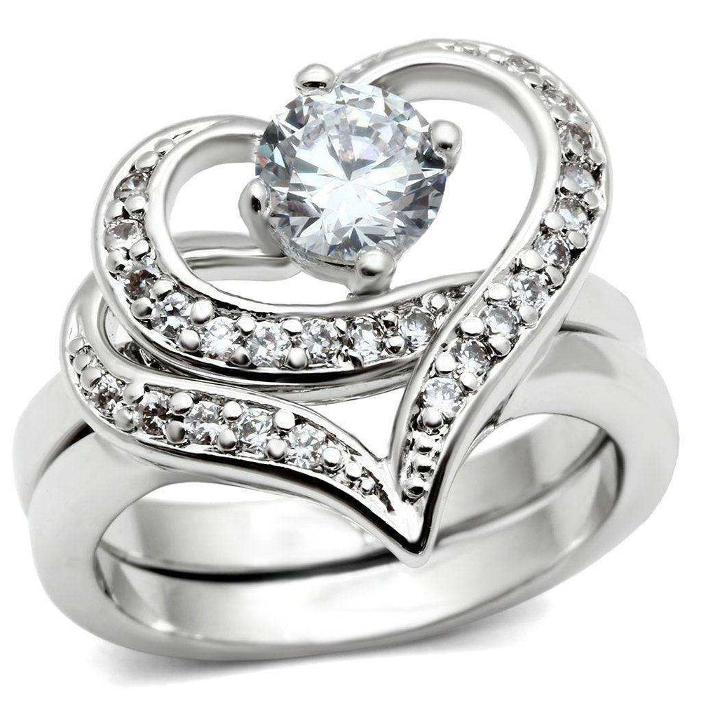 Alamode Rhodium Brass Ring with AAA Grade CZ in Clear - Alamode - Flyclothing LLC