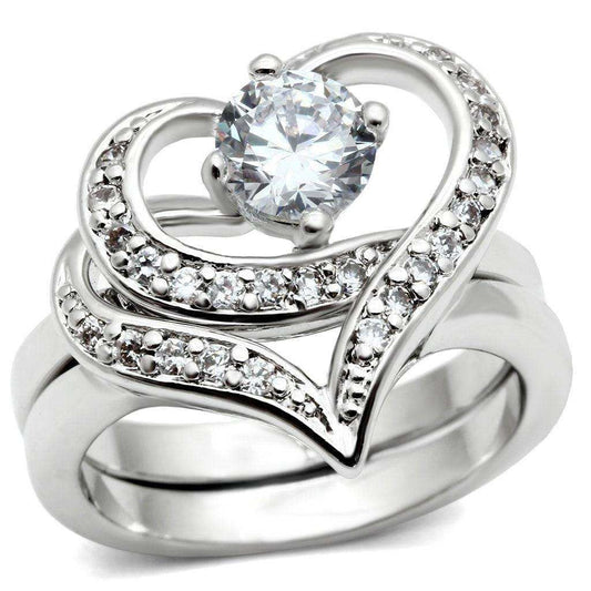 Alamode Rhodium Brass Ring with AAA Grade CZ in Clear - Alamode - Flyclothing LLC