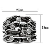 Alamode Rhodium Brass Ring with AAA Grade CZ in Clear - Alamode - Flyclothing LLC