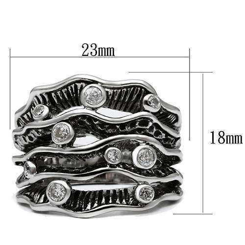 Alamode Rhodium Brass Ring with AAA Grade CZ in Clear - Alamode - Flyclothing LLC