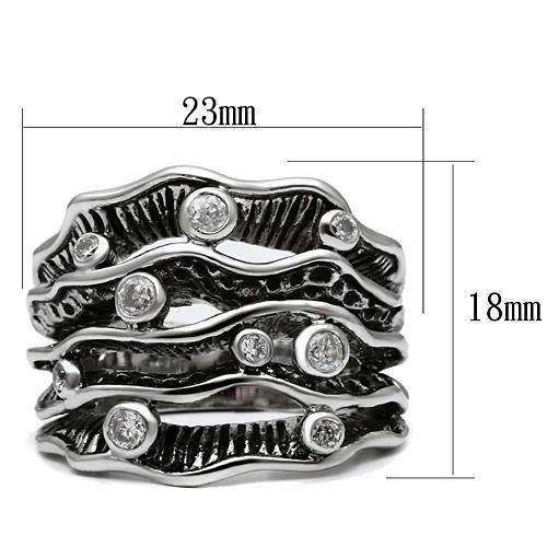 Alamode Rhodium Brass Ring with AAA Grade CZ in Clear - Alamode - Flyclothing LLC