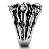Alamode Rhodium Brass Ring with AAA Grade CZ in Clear - Alamode - Flyclothing LLC