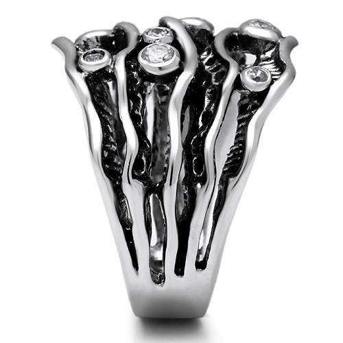 Alamode Rhodium Brass Ring with AAA Grade CZ in Clear - Alamode - Flyclothing LLC