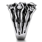 Alamode Rhodium Brass Ring with AAA Grade CZ in Clear - Alamode - Flyclothing LLC