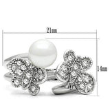 Alamode Rhodium Brass Ring with Synthetic Pearl in White - Alamode - Flyclothing LLC