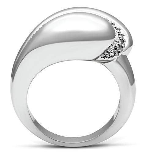 Alamode Rhodium Brass Ring with AAA Grade CZ in Clear - Alamode - Flyclothing LLC