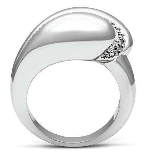 Alamode Rhodium Brass Ring with AAA Grade CZ in Clear - Alamode - Flyclothing LLC