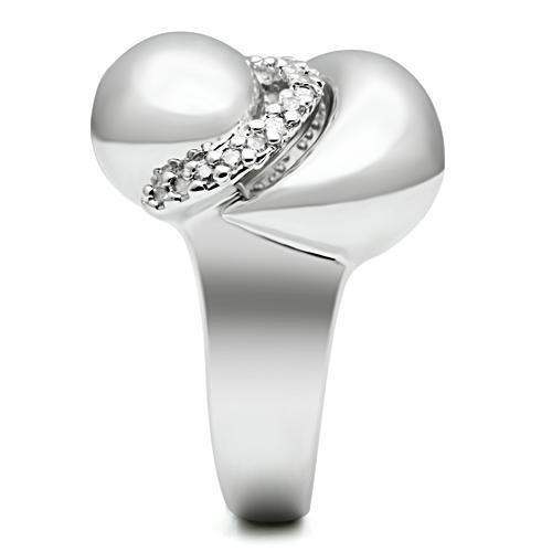 Alamode Rhodium Brass Ring with AAA Grade CZ in Clear - Alamode - Flyclothing LLC