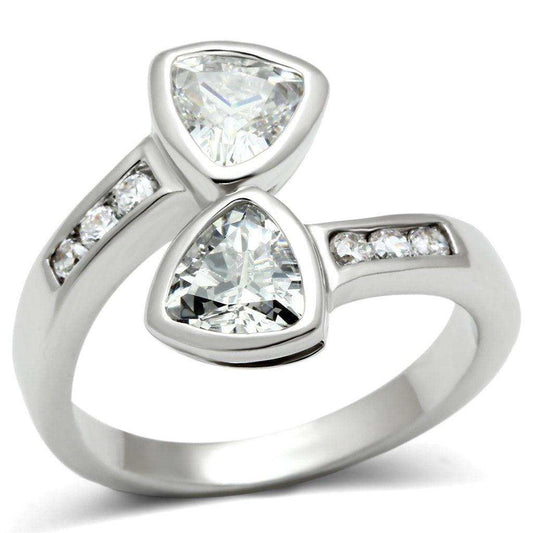 Alamode Rhodium Brass Ring with AAA Grade CZ in Clear - Alamode - Flyclothing LLC