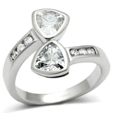 Alamode Rhodium Brass Ring with AAA Grade CZ in Clear - Alamode